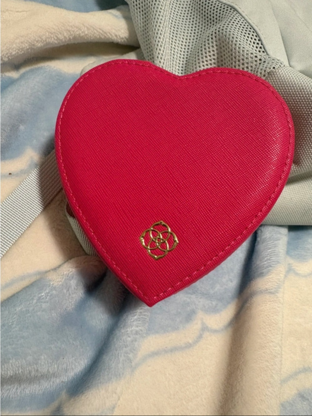 Kendra Scott Heart-Shaped Mini Crossbody in Hot Pink with Kate Spade earrings
